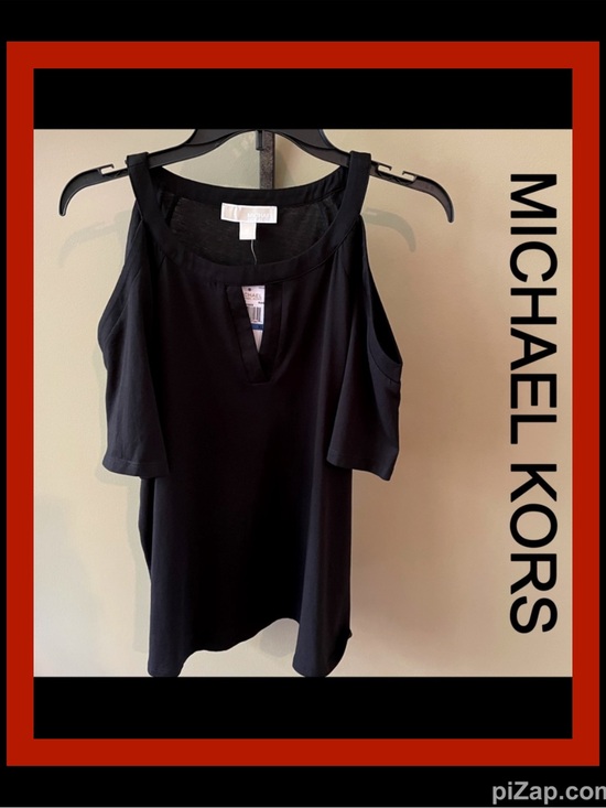 Michael Kors Collection Tops - ❤️NWT ~ MICHAEL KORS BLACK SHORTSLEEVED COLD SHOULDER TOP - Sz XL